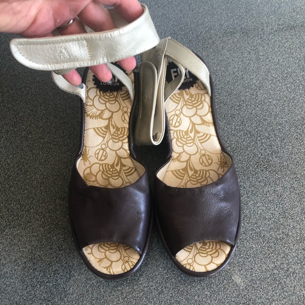 Fly London 2 tone Yand wedge sandals